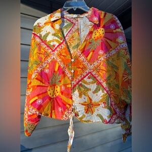 Haute Hippie Multicolor Tropical Print Shirt
